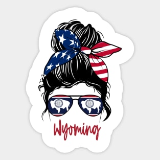 wyoming girl Messy bun , American Girl , wyoming Flag Sticker